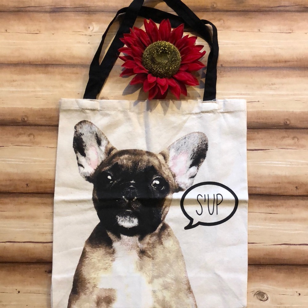 French Bulldog sturdy canvas tote. EUC